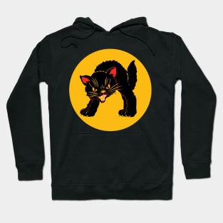 Vintage Retro Fraidy Black Cat Hoodie